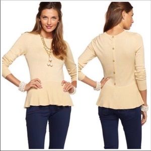 Lily Pulitzer Tan Aurora Peplum Sweater